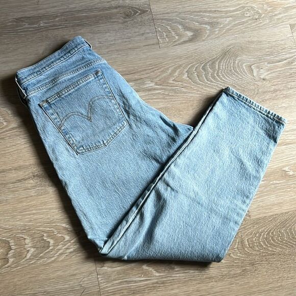 Levi’s Icon Wedgie Cropped Straight Leg High Rise Jean Rigid Denim Light Wash 32 - Picture 13 of 14
